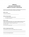 Nebraska Articles of Incorporation for Domestic For Profit Corporation