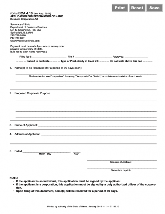 Free Illinois Articles Of Incorporation Templates IL Department Of