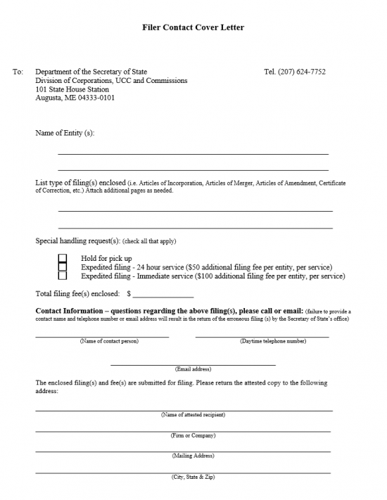 Free Maine Articles Of Incorporation Templates | ME Secretary Of State