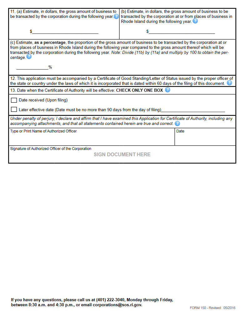 Certificate of Authority Rhode Island LLC Bible